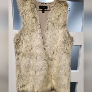Faux fur long vest
